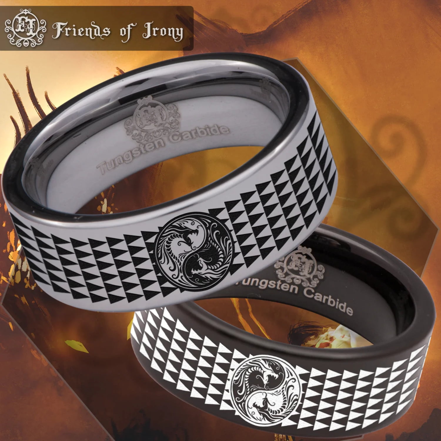 Dragon Yin Yang Tungsten Carbide Ring - Walmart.com