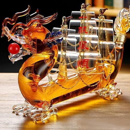 Dragon Zodiac Bottle Whiskey Decanter,Large Reusable Chinese Dragon Boat Wine Decanter,Zodiac Shape Whiskey Decanter for Liquor Scotch Bourbon$$Home Decor, Kitchen, & Other
