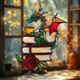 thumbnail image 1 of Dragon and Book Tea Suncatcher fullxfull Fantasy Ornament for Readers, Perfect Literary Gift for Book Lovers Whisical Design, 1 of 5