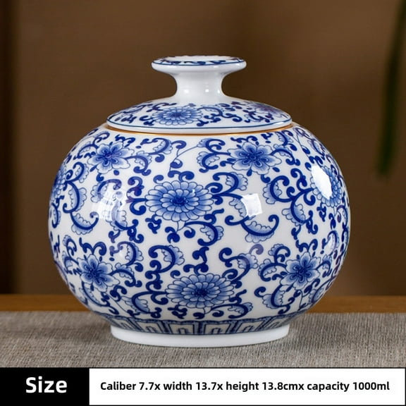 Dragon and Phoenix Blue and White Tea Can Ceramic Sealed Pu'er Can Household High-end Large Half A Catty Storage Jingdezhen Retro