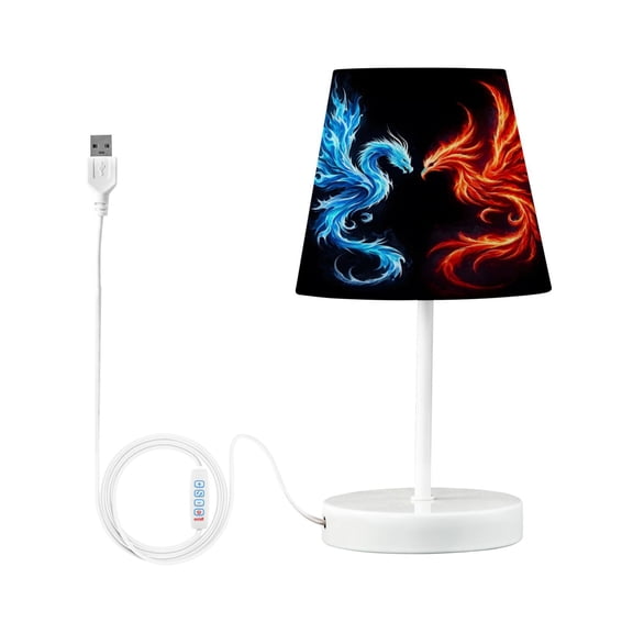 Dragon and Phoenix Desk Lamp LED Table Nightstand Lamps with 3 Color Temperatures for Home Bedroom Living Room Decor 8x12