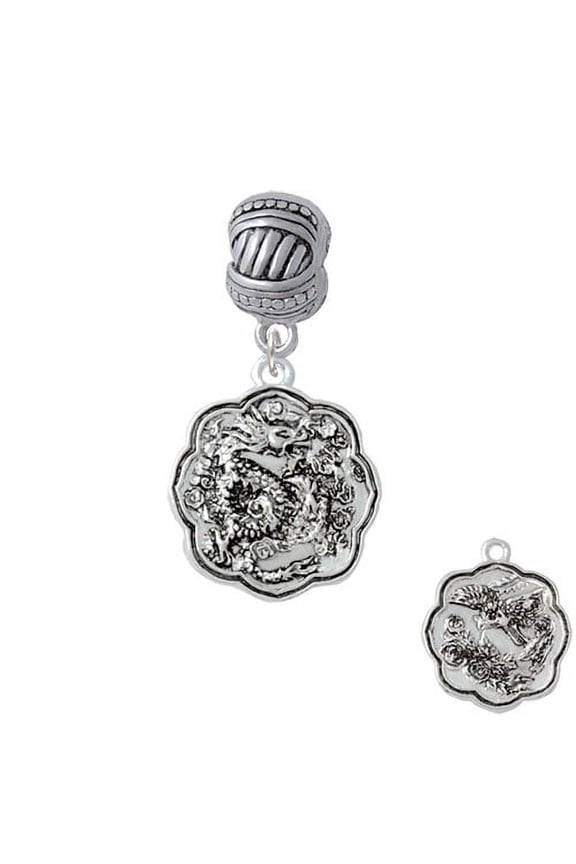 Dragon and Phoenix Medallion - Large Rope with Cross Beads Charm Bead