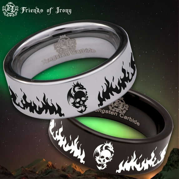 Dragon and Skull Tungsten Carbide Ring