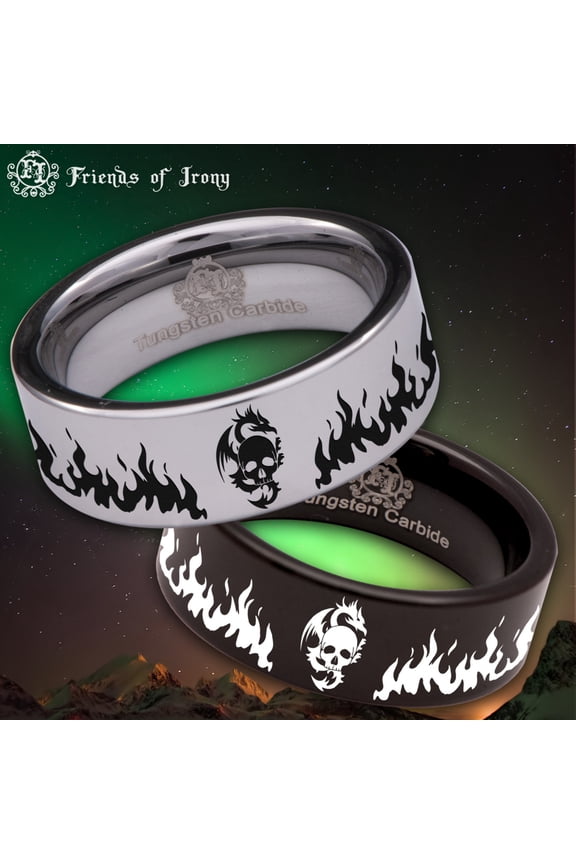 Dragon and Skull Tungsten Carbide Ring