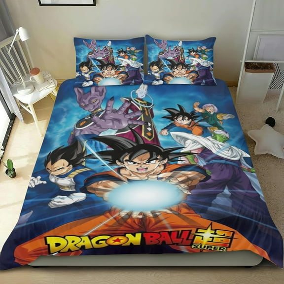 Dragon ball Themed Bed Sheet Set Three Piece Set 53x79 In ches Comfortable And Skin Friendly Unique Design Creating A Star Studded Night Home Decor Gifts For Family Friends fans