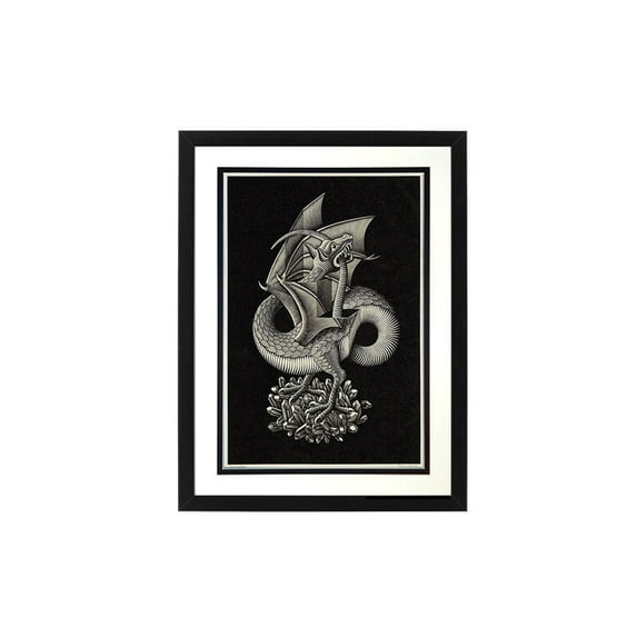 Dragon by M.C. Escher Art Print Custom Framed Many Sizes