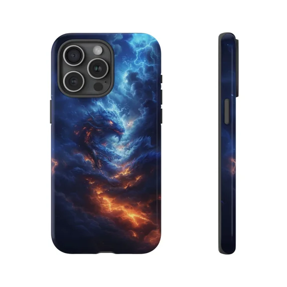 Dragon in Lightning Clouds Sky Art Case for iPhone 17 16 15 14 13 12 11 Pro Max