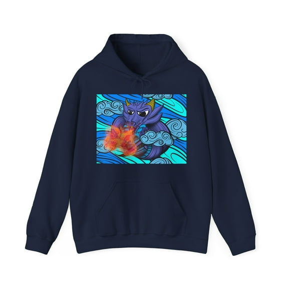 Dragon of Elements, Skate n' Surf wear hand drawn on a Hoodie Sweatshirt