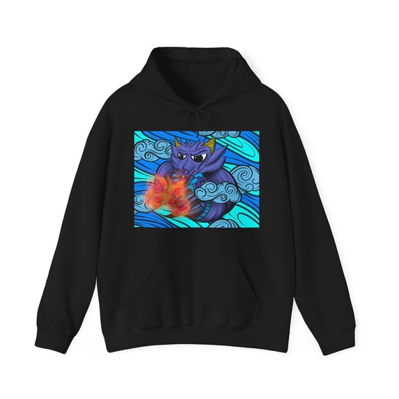 Dragon of Elements, Skate n' Surf wear hand drawn on a Hoodie Sweatshirt