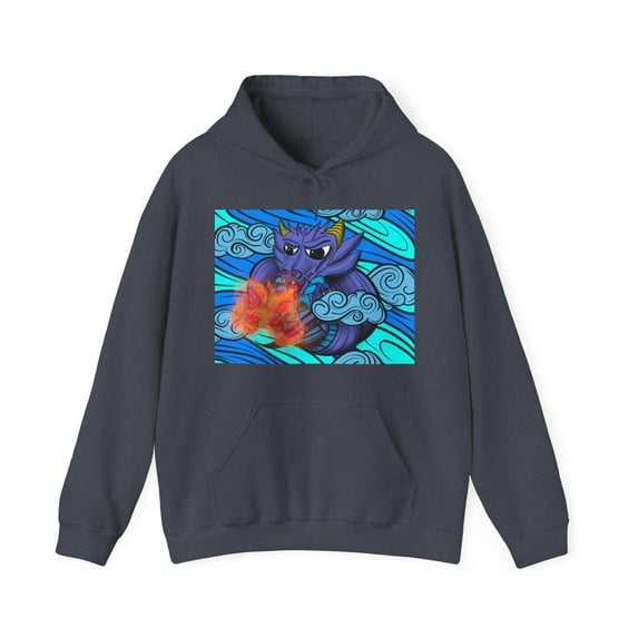 Dragon of Elements, Skate n' Surf wear hand drawn on a Hoodie Sweatshirt