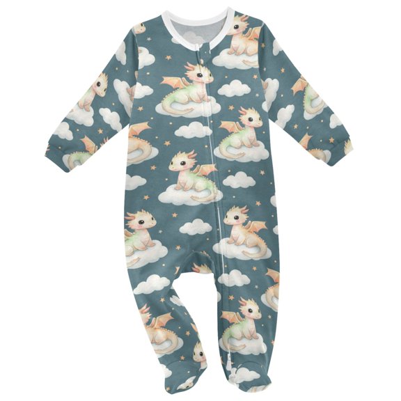 Dragon on Cloud Baby Sleeper One-Piece Footies Newborn Roomper 3Months
