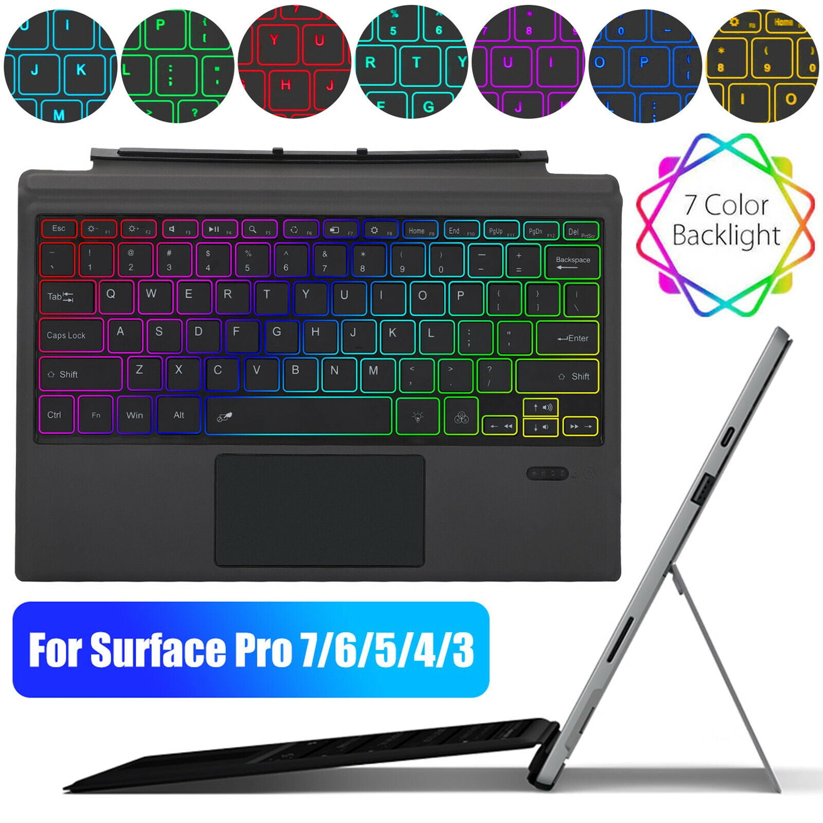 Dragon pad USA Ft-1089d Wireless Bluetooth compatible Keyboard with Touchpad and Backlit, Black