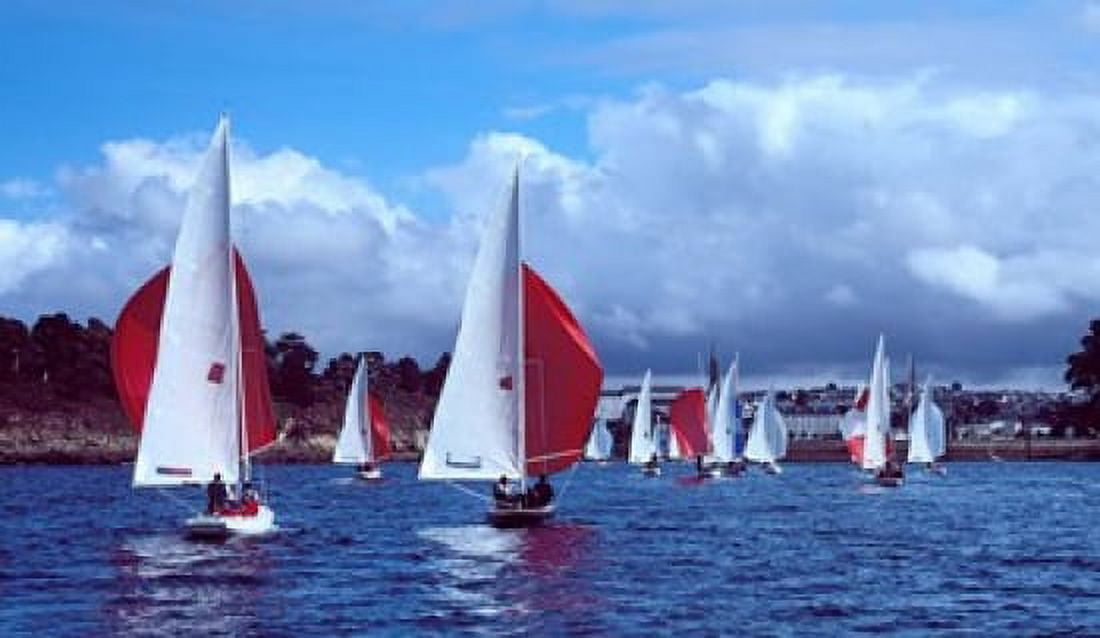 Dragon regatta in Baie De Douarnenez Finistere Brittany France Canvas Art - Panoramic Images (36 x 21)