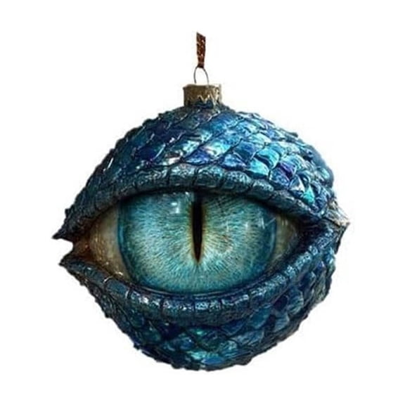 Dragon's Eye Christmas Ornament, Fantasy Medieval Mythical Tree Decor with String, Unique Gift for Dragon Lovers Gamers and Collectors(Blue)