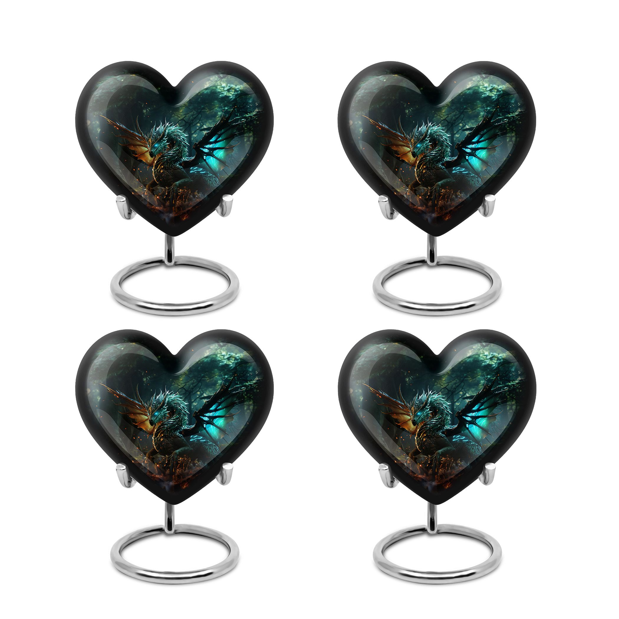 Dragon's Forest Mini Heart Urns For Human Ashes Keepsake - Urns For Women Human Ashes - Heart Urns For Human Ashes - Cremation Urns For Men - Keepsake Urns For Human Ashes Set Of 4 ( 3inch, 4pcs)