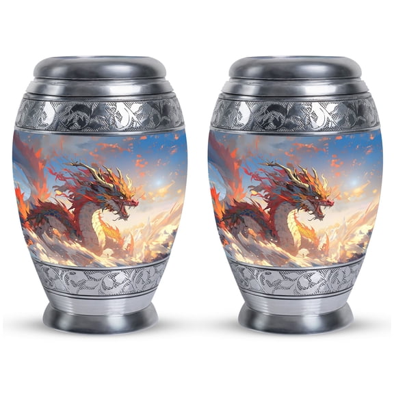 Dragon's Sunset Cremation Keepsake Urns For Ashes - Urn For Human Ashes Adult Male - Urn For Human Ashes Adult Women - Small Urns For Human Ashes Keepsake - Cremation Urn For Ashes (Size - 3inch, 2Pc)