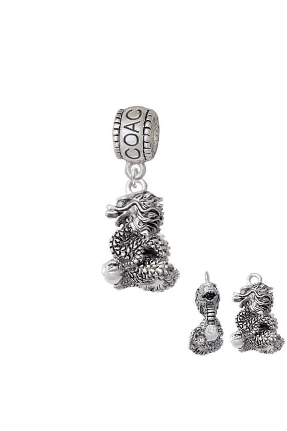 Dragon with AB Crystal Eyes & Clear Ball - Coach Charm Bead