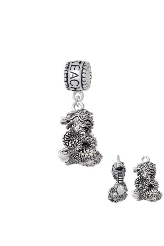 Dragon with AB Crystal Eyes & Clear Ball - Love 2 Teach Charm Bead