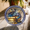 thumbnail image 1 of Dragon with Book Stained Glass Suncatcher: Fantasy Reader Decor, 1 of 5