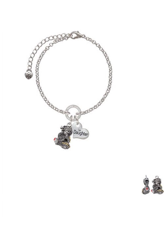 Dragon with Gold Tone Scales and Red Crystals Daughter You Are Loved Circle Bracelet