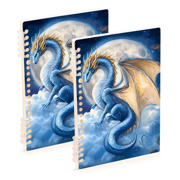Dragon with Wing on Cloud Moon Notebook Detachable Coil Notebook Diary Plan Book A5 Size 60 Pages 1 Pack