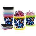 Dragonbtu 8 pack square plastic planters with drainage holes and