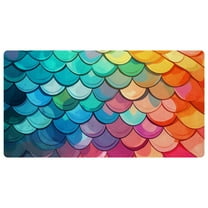 DragonBtu Kitchen Mat Cushioned Anti Fatigue Rug Colorful Mermaid Scales Cute 15.7"x29.5" Waterproof, Non Slip, Comfort Desk/Floor Mats for House Sink