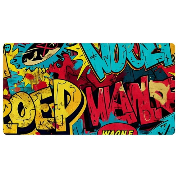 DragonBtu Kitchen Rug and Mat Kitchen Mat Anti Fatigue, Non Slips Kitchen Floor Mat, Kitchen Rug or Mat Washable Comics Word Color Graphics, 15.7x29.5in