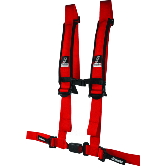 DragonFire Racing Harness H-Style- 4-Point- EZ-Adjust- 2in Buckle- Red
