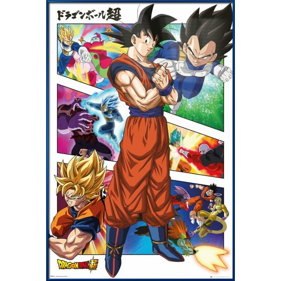 Dragonball Super - Framed Manga TV Show Poster (Goku Panels) (Size: 24" X 36") (Metallic Blue Plastic Frame)
