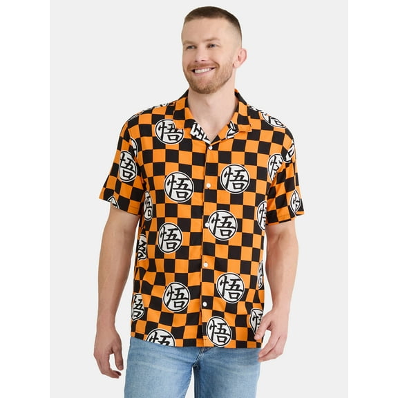 Dragonball Super Men's and Big Men's Graphic Woven Resort Shirt, Sizes XS-5XL