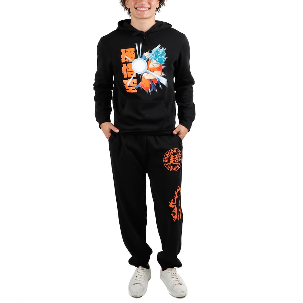 Dragonball Super Mens Black Hoodie Sweatpants Combo XL