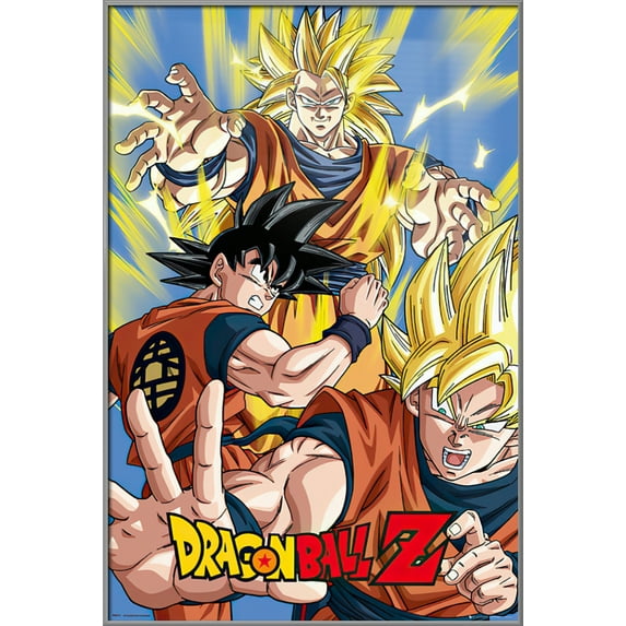 Dragonball Z - Framed TV Show Poster (Goku Collage) (Size: 25" X 37") (Silver Aluminum Frame)