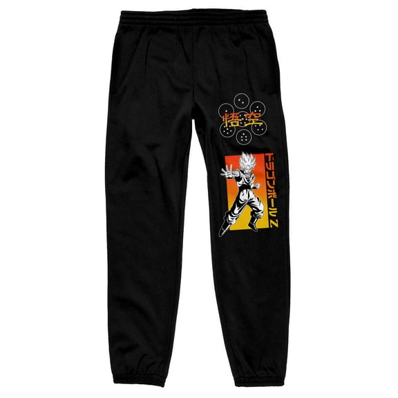 Dragonball Z Goku Orange and Black Gradient Men's Black Sweatpants-Large