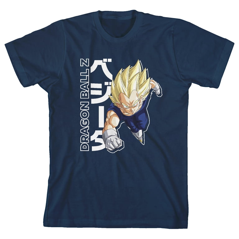 Dragonball Z Vegete with Kanji Youth Navy Blue Short Sleeve Crew 