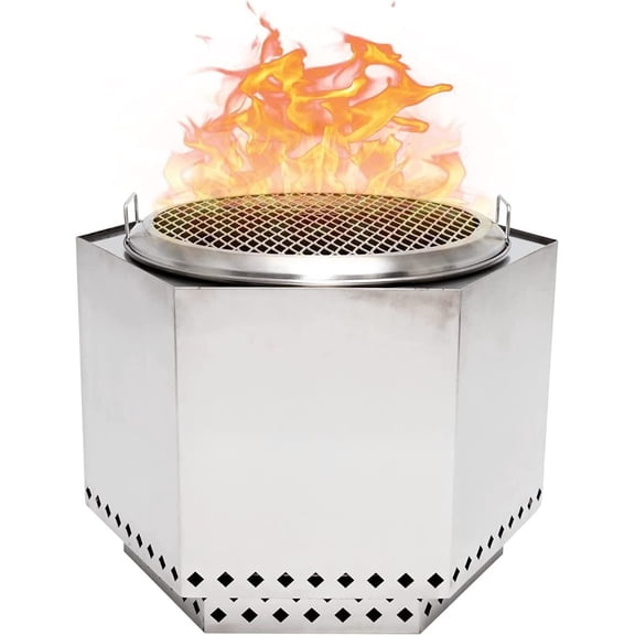 Dragonfire Firepit Bundle Smokeless 23 1/2 Inch Stainless Steel