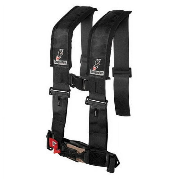 Dragonfire Racing 4-Point H-Style Safety Harness w/Adjustable Sternum Clip 3" Driver Side Black for Polaris RANGER RZR XP 4 1000 RIDE COMMAND Edit. 2018