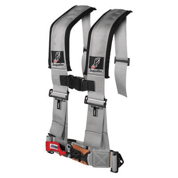 Dragonfire Racing 4-Point H-Style Safety Harness w/Adjustable Sternum Clip 3" Driver Side Grey for Polaris RANGER RZR XP 4 TURBO FOX Edit. 2018