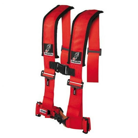 Dragonfire Racing 4-Point H-Style Safety Harness w/Adjustable Sternum Clip 3" Passenger Side Red for Can-Am Commander 1000 2011-2014