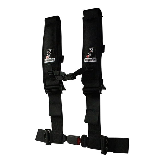 Dragonfire Racing 1936130015 4-Point Safety Harness with Automotive Buckle - Black - 3" Passenger Side
