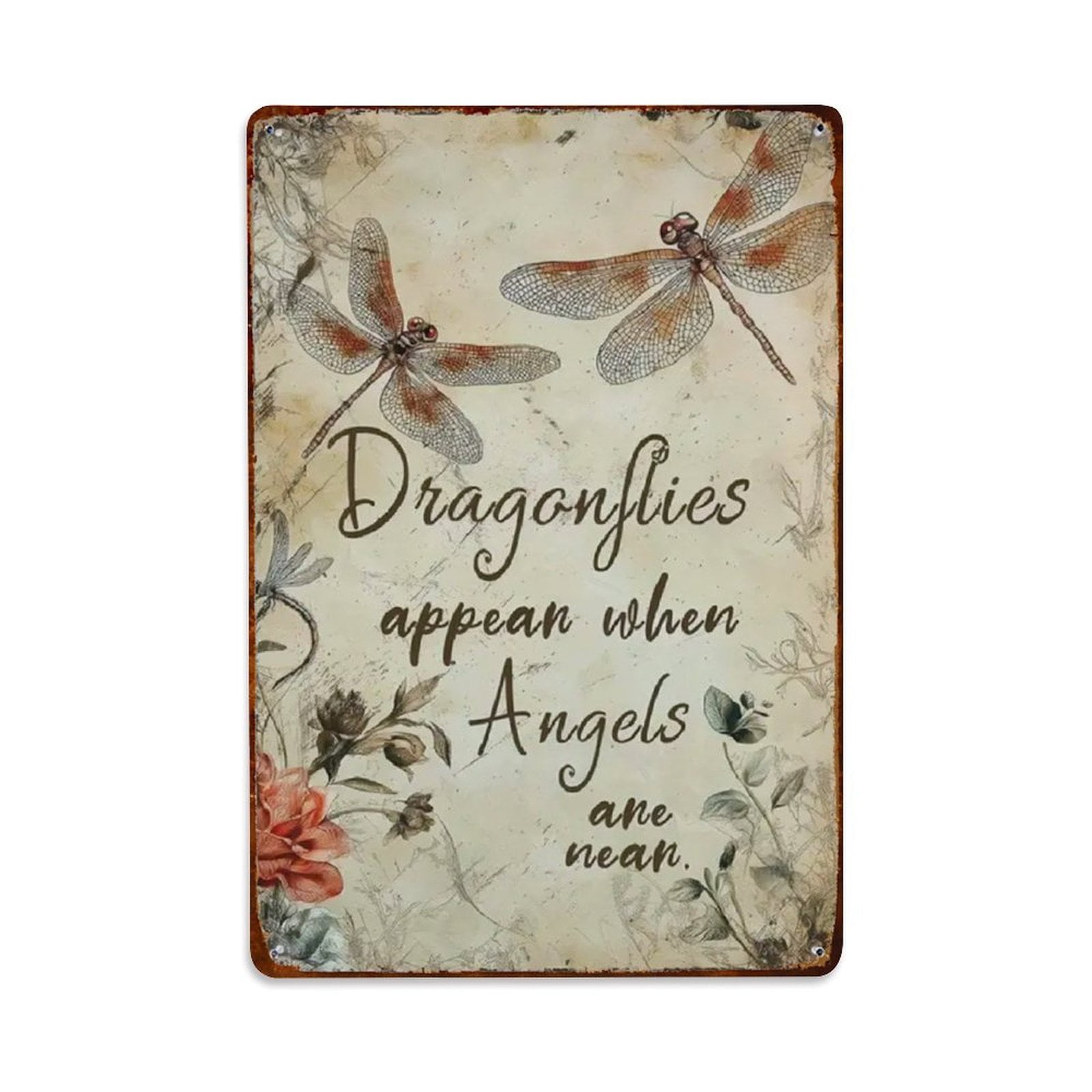 Dragonflies Appear When Angels Are Near Tin Sign Vintage Metal Sign ...