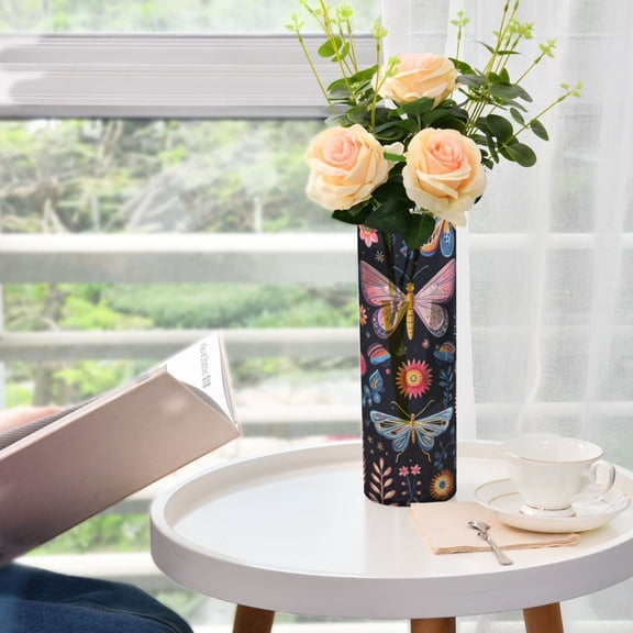 Dragonflies Butterflies Leaves Vases for Flowers Modern Decorative Vase Home Decor for Bedroom Kitchen Living Room Centerpieces