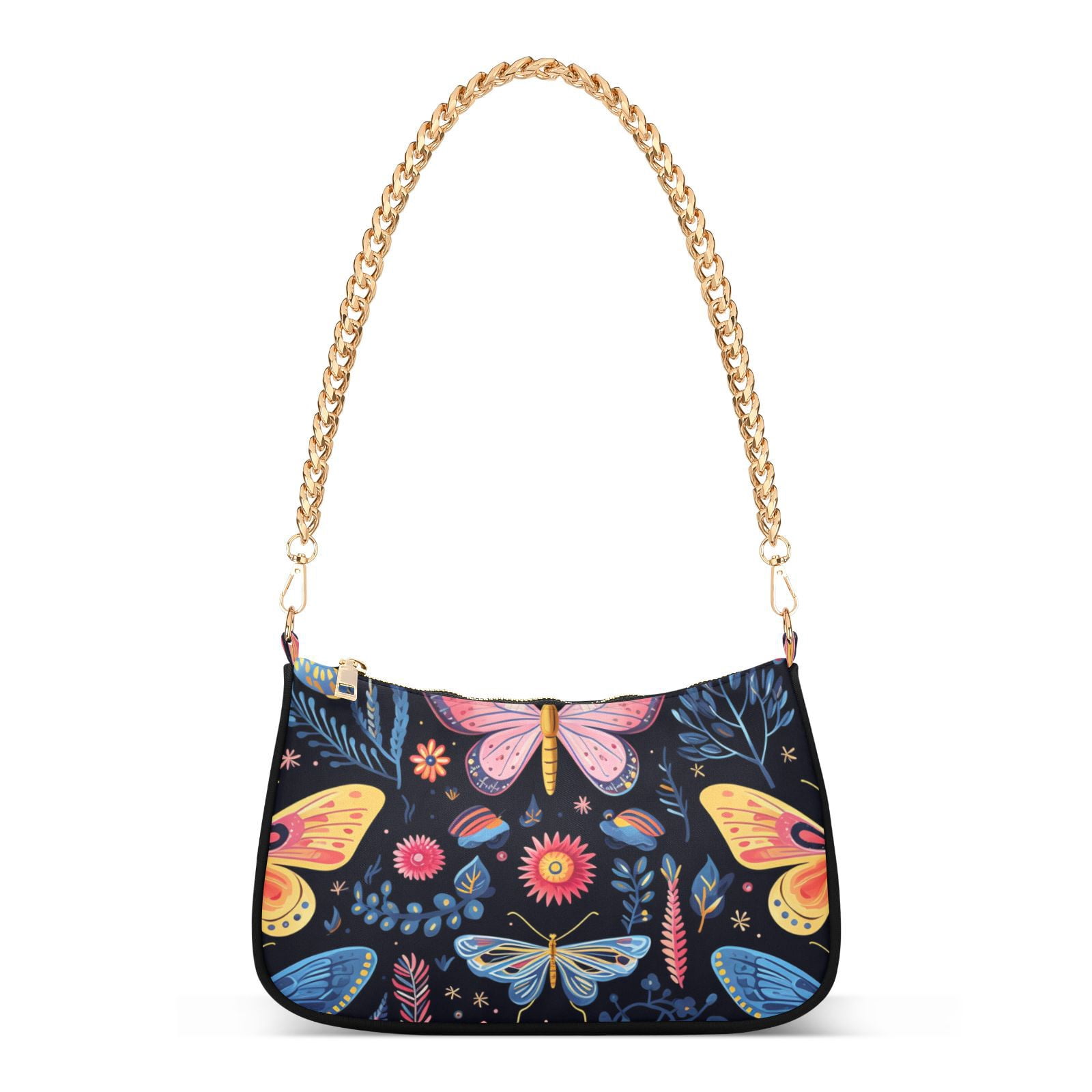 Dragonflies Butterflies LeavesWomen Small Shoulder Bag Crossbody Tote Hobo Bags Purse Clutch Handbags with Chain Strap for Women