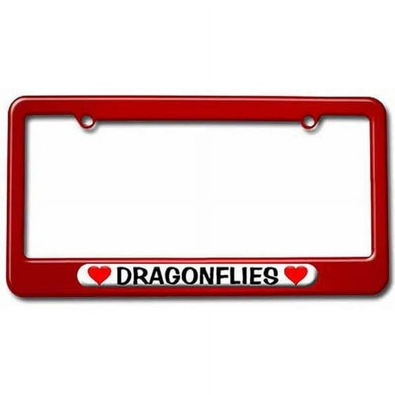 Dragonflies Love with Hearts License Plate Tag Frame, Multiple Colors