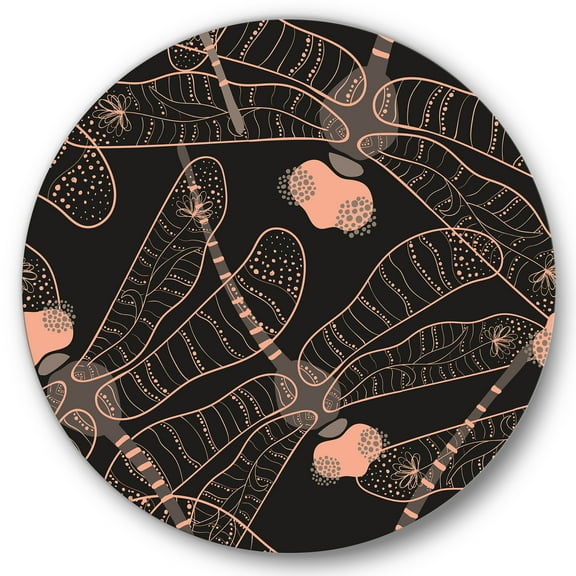 Dragonflies With Folk Art Seamless Pattern 11 in x 11 in Painting Art Prints, by Designart