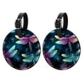 thumbnail image 1 of Dragonfly 2Pcs PU Leather Round Luggage Tags with Privacy Cover and Name ID Tag for Suitcase, Handbags, Backpacks, School Bags, 1 of 6