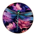 thumbnail image 1 of Dragonfly 6PCS Round Coasters Set, Microfiber Leather Drink Coasters with Holder, 11x11 cm/4.3x4.3 in, 1 of 6