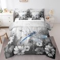 thumbnail image 1 of Dragonfly 7 Piece Comforter Set Full Daisy Flowers Bedding Sets,Blue Grey Ombre Oil Painting Sheet Set with Comforter Graffiti Art Rustic Animals Butterfly Bohemian Decor, 1 of 4