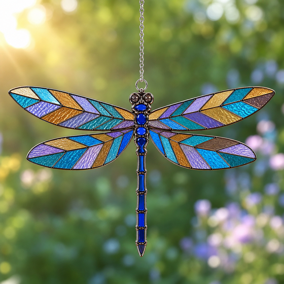 Dragonfly Acrylic Suncatcher Chevron Wing Window Hanging Gift for Mom