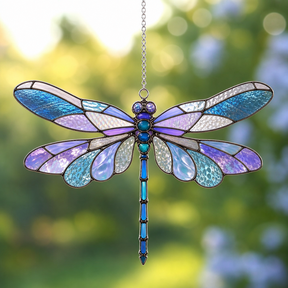 Dragonfly Acrylic Suncatcher Window Hanging Gift for Mom Blue Raindrop Design